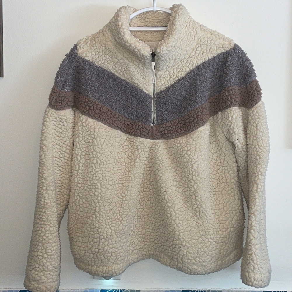 Thread & Supply 1/4 Zip Sherpa Jacket, Size L - Picture 1 of 11
